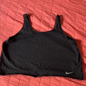 Nike Black Scoop Cropped Tank with Swoosh